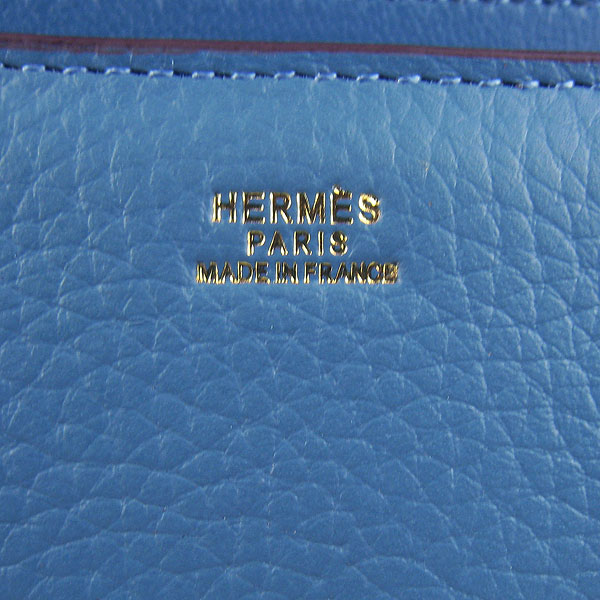 7A Hermes Constance Togo Leather Single Bag Blue Gold Hardware H020